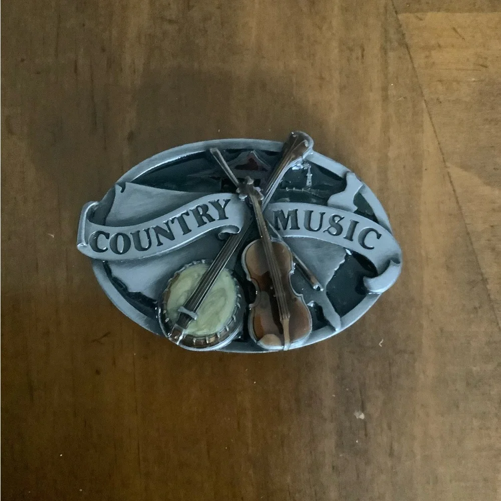 Vintage 1984 Pewter Country Music Belt Buckle E-29